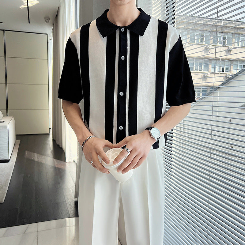 Moda Elite | Sweter polo z blokami kolorów