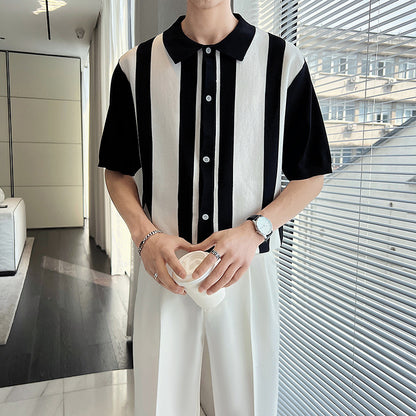 Moda Elite | Sweter polo z blokami kolorów