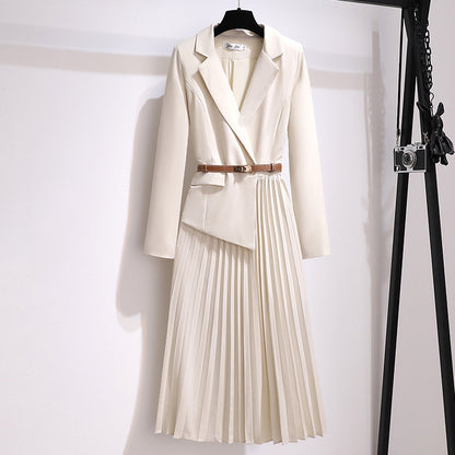 Pleated Blazer Midi Dress