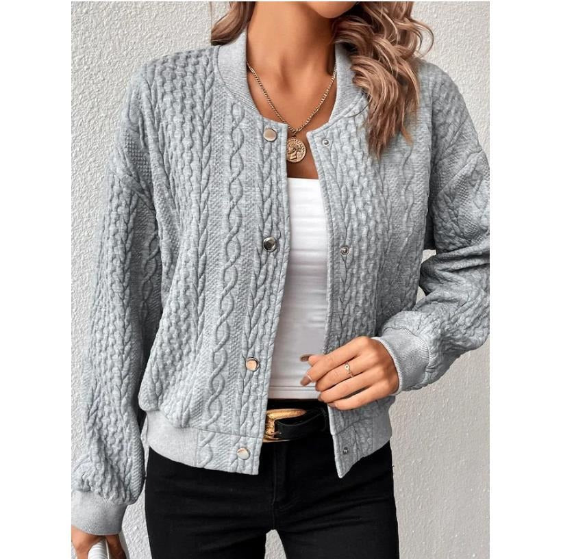 Textured Knit Button Jacket