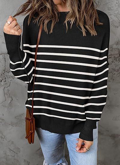 Loose Fit Striped Knit Sweater