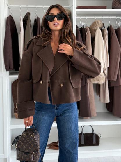 Solid Color Short Woolen Coat