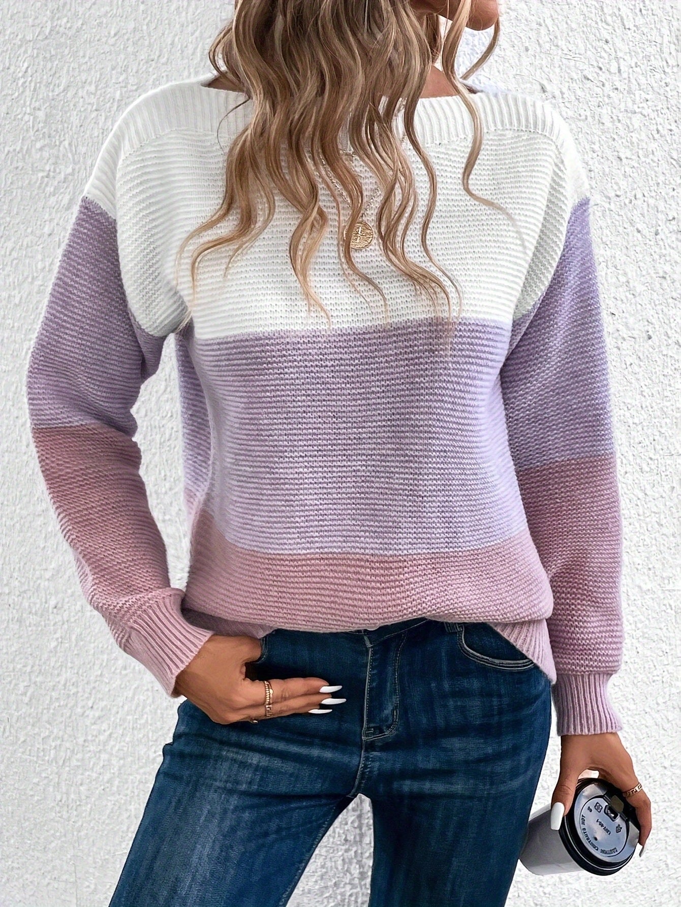 Colorblock Round Neck Knit Sweater