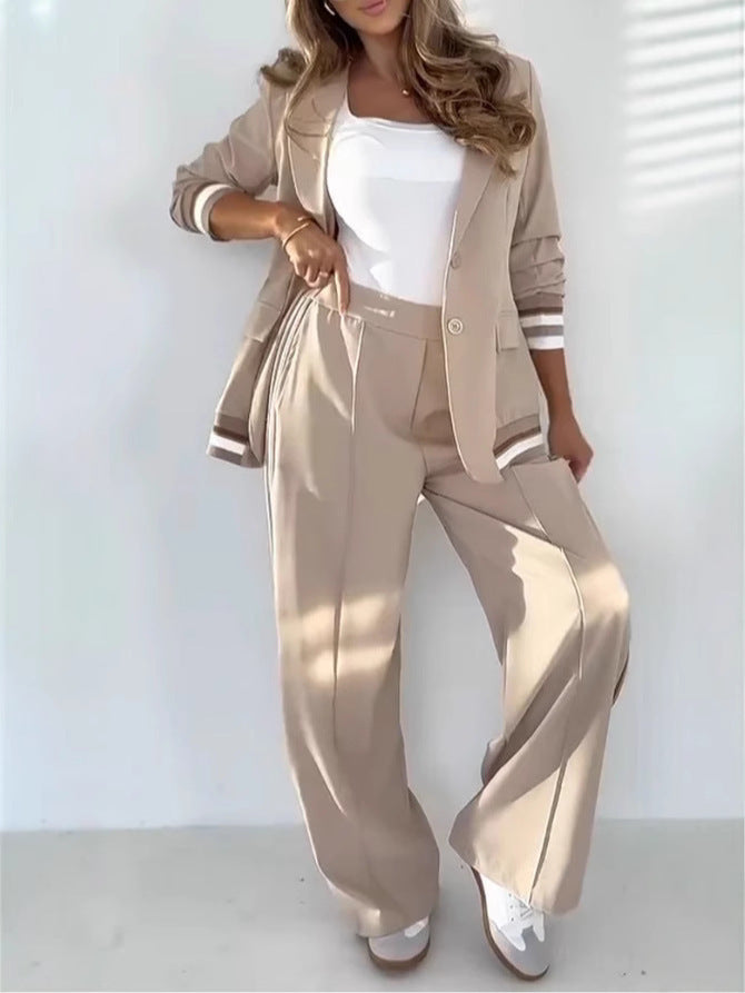 Long Sleeve Blazer Two-Piece Pants Set