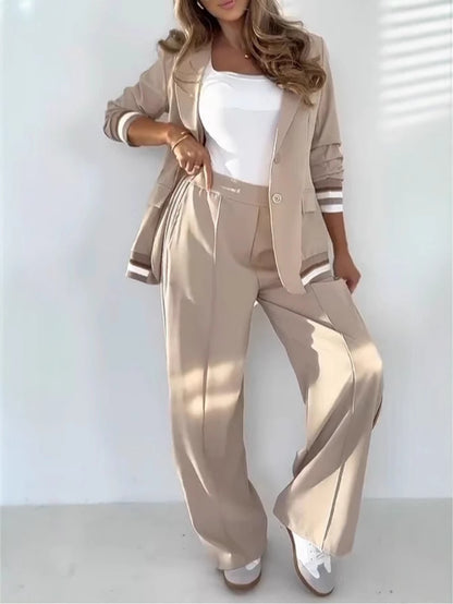Long Sleeve Blazer Two-Piece Pants Set