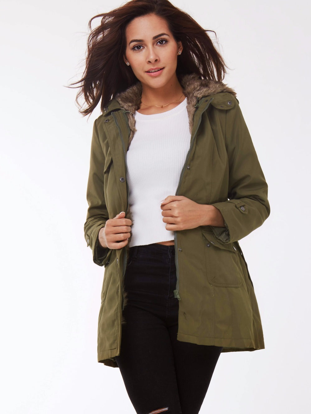 Winter Warm Long Sleeve Parka Coat