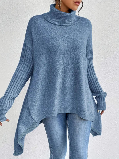 Irregular Turtleneck Knit Sweater