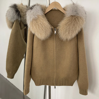 Women’s Fox Fur Hooded Zipper Coat