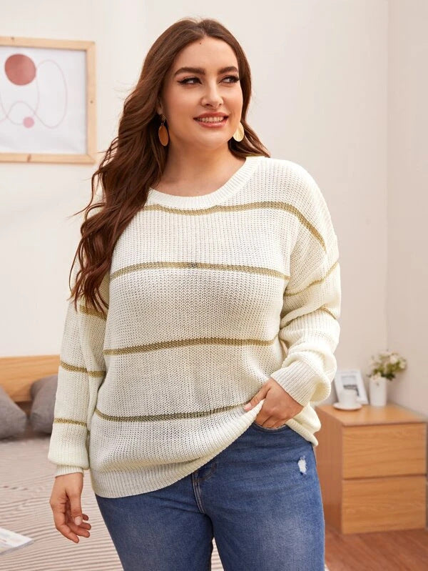 Casual Loose Knit Stripe Sweater