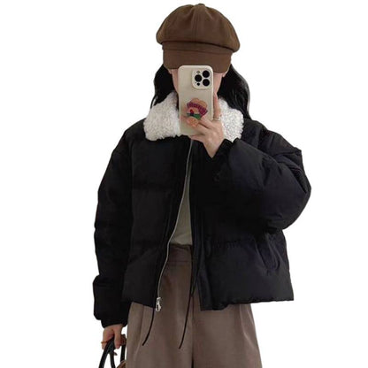 Small Blue Short Style Lambswool Down Jacket