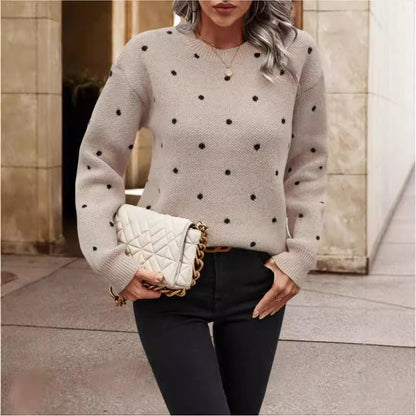 Polka Dot Knit Pullover Sweater
