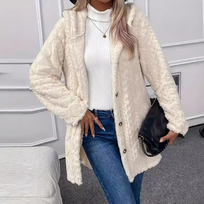 Solid Color Hooded Winter Jacket