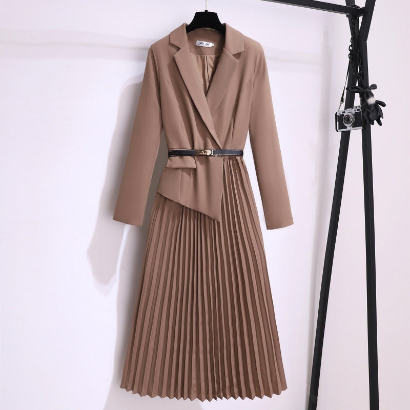 Pleated Blazer Midi Dress