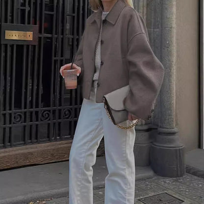 Casual Lapel Button-Up Short Coat