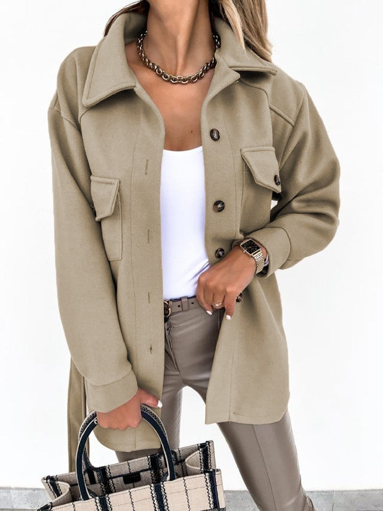 Belted Pocket Button Jacket
