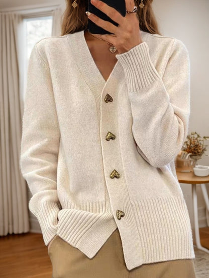 Heart Button Knit Cardigan