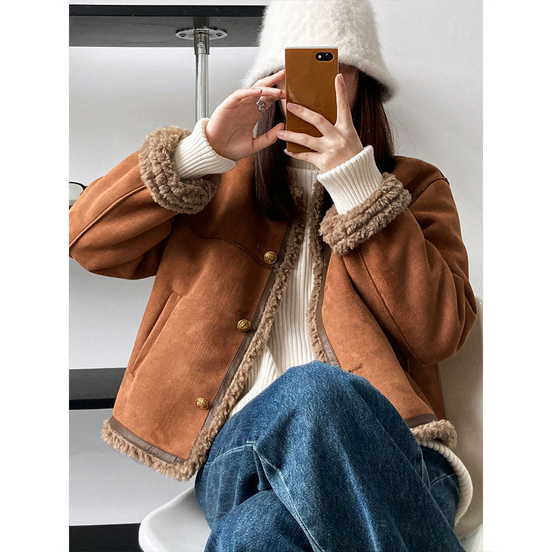 Lamb Plush Button Coat