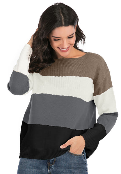 Striped Round Neck Knit Sweater