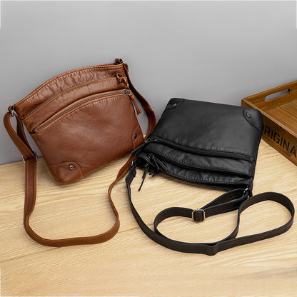 Retro Washed Leather Shoulder Bag