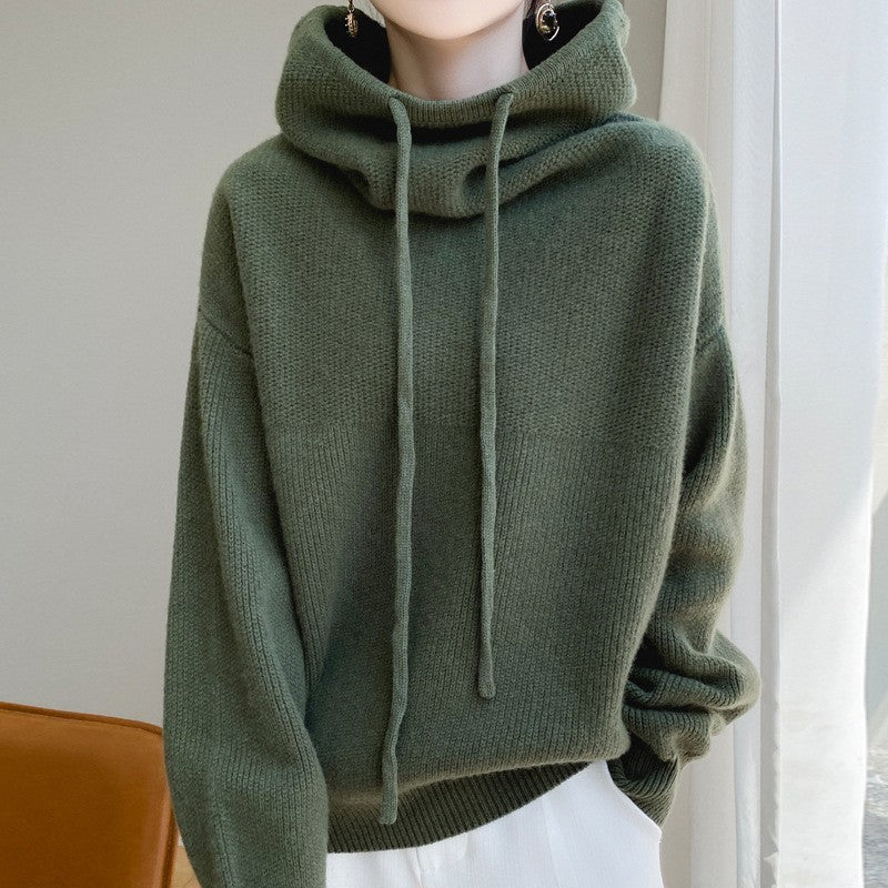 Soft Drawstring Turtleneck Knit Sweater