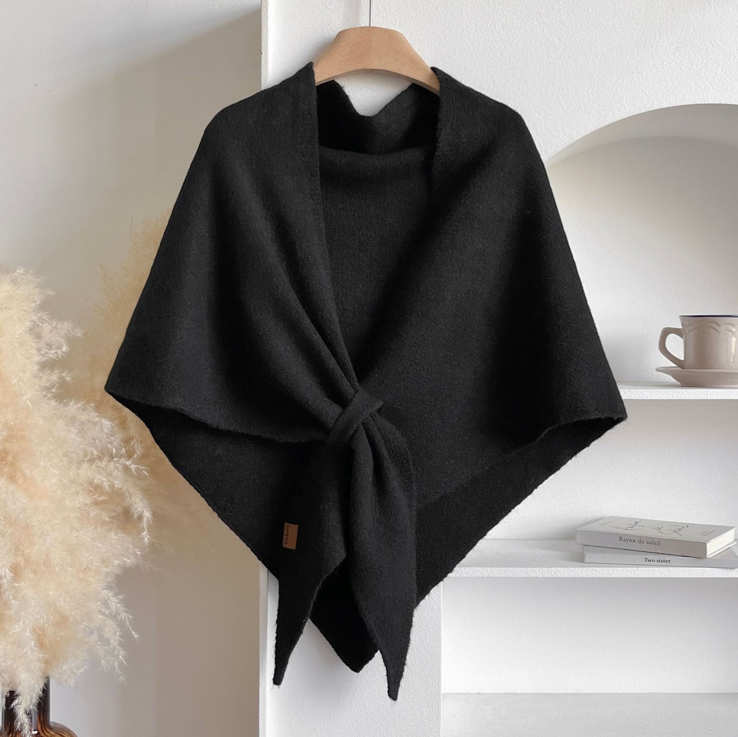 Winter Solid Knit Triangle Shawl