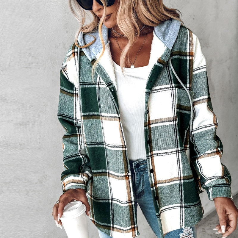Plaid Hooded Casual Jacket