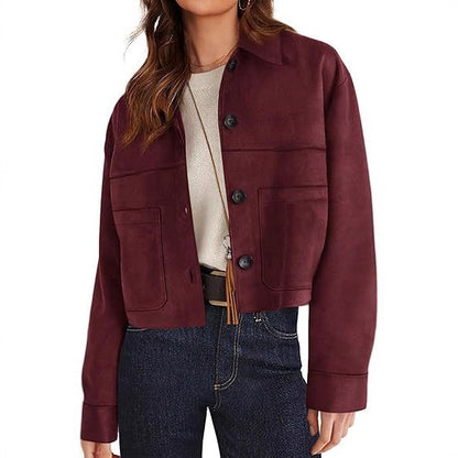 Faux Suede Short Casual Lightweight Autumn Jacket