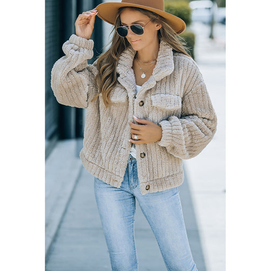 Plush Teddy Button-Up Jacket