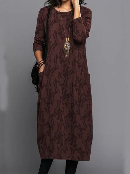 Retro Crew Neck Knitted A-Line Dress