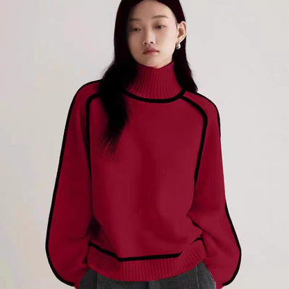 Cozy Half Turtleneck Loose Knit Sweater