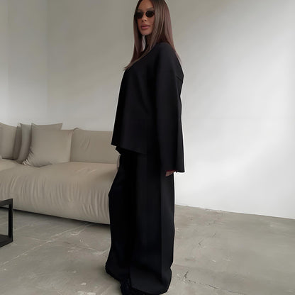 Round Neck Knit Wide Leg Set