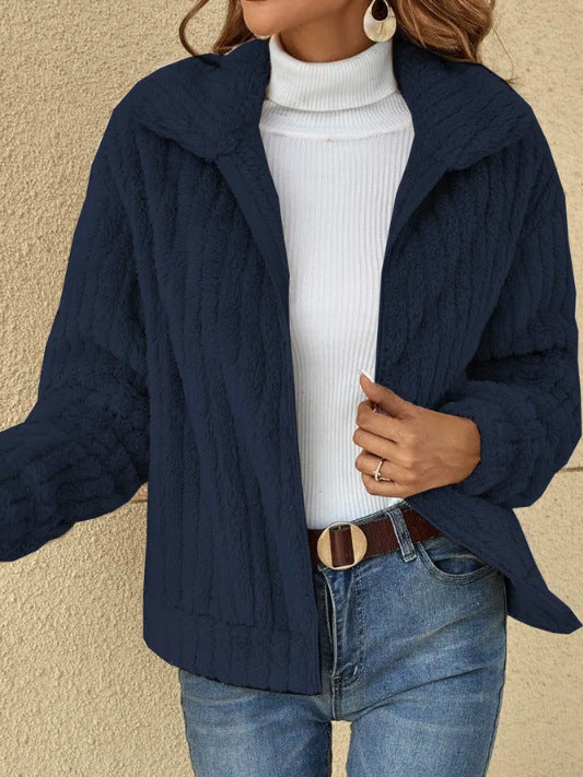 Soft Fleece Lapel Zip Jacket