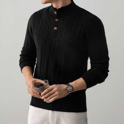 Sweter Henley z dzianiny kablowej