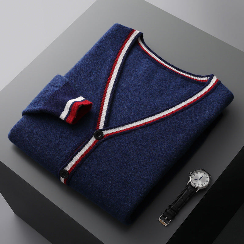 Kardigan męski z kontrastowymi paskami