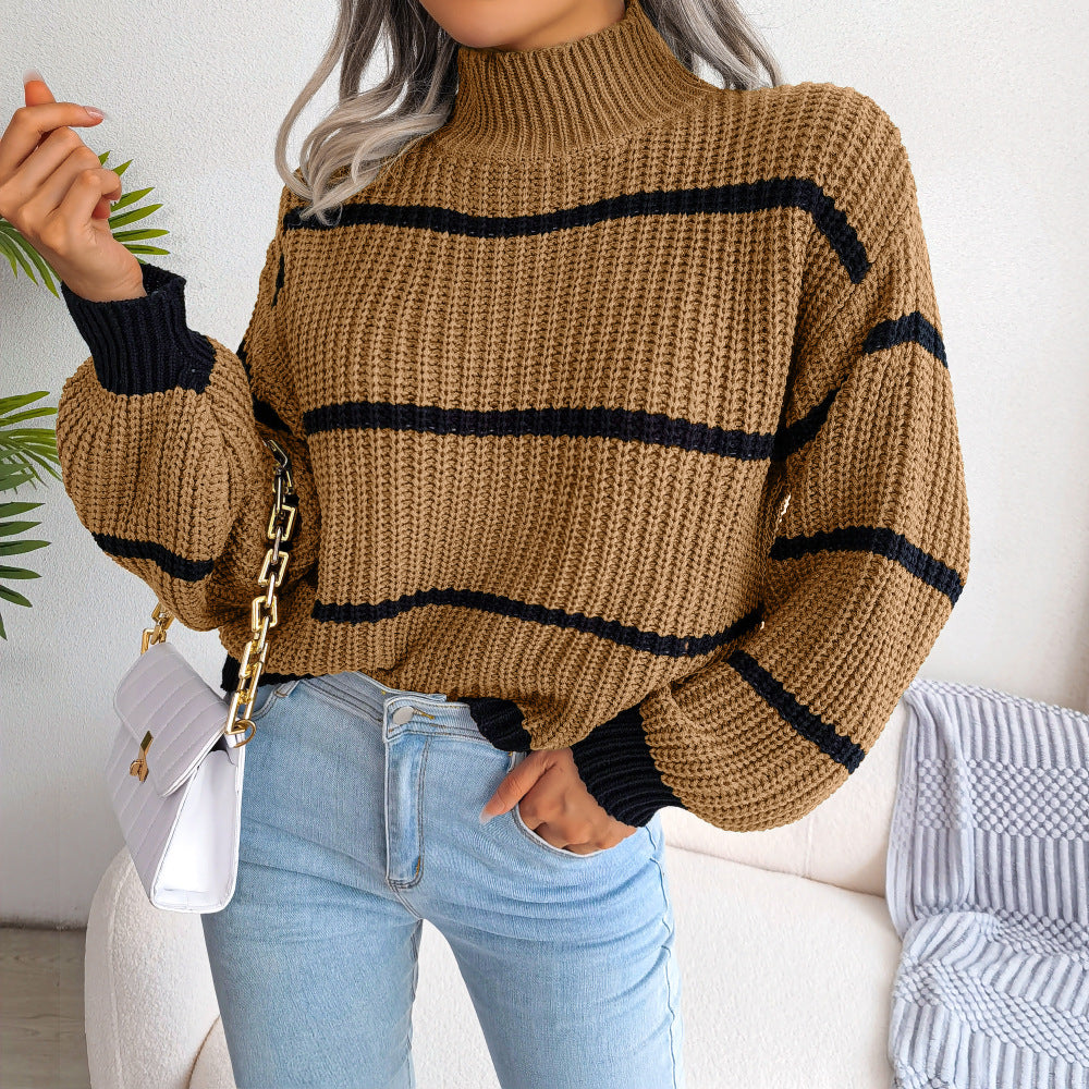 Casual Striped Knit Sweater