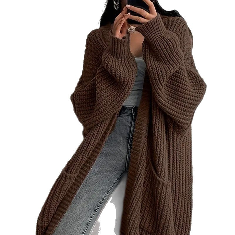 Long-Sleeved Knit Sweater Cardigan