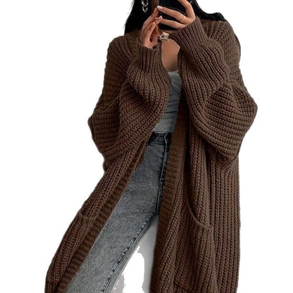 Long-Sleeved Knit Sweater Cardigan