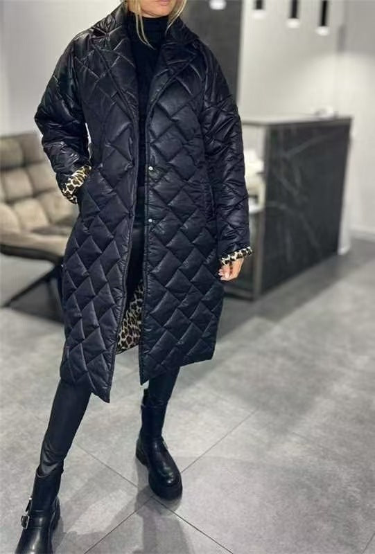 Glossy Rhombus Padded Down Jacket