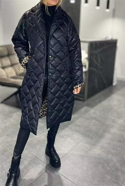 Glossy Rhombus Padded Down Jacket