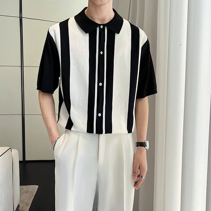 Moda Elite | Sweter polo z blokami kolorów