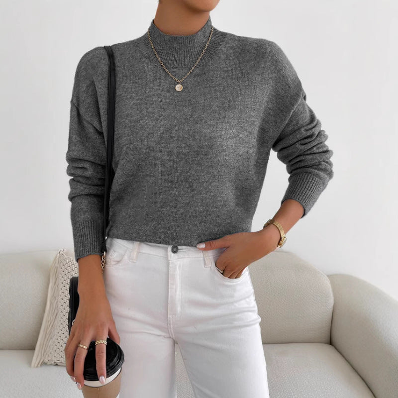 Cozy Half-High Neck Knit Sweater