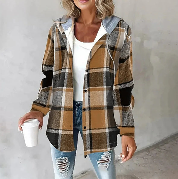 Plaid Hooded Casual Jacket