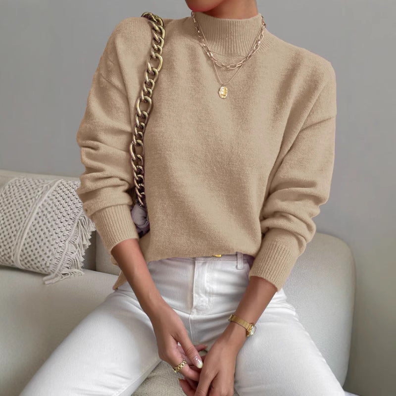 Cozy Half-High Neck Knit Sweater