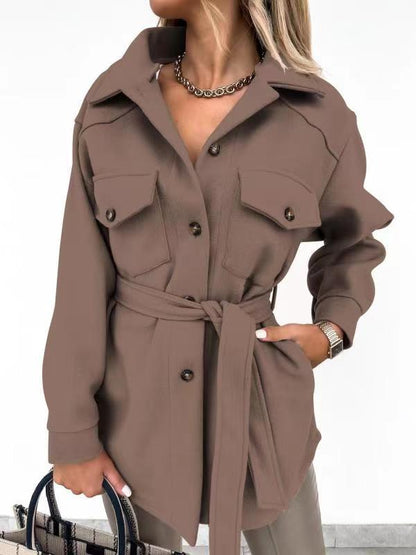 Belted Pocket Button Jacket