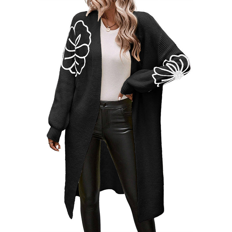 Floral Embroidered Knit Cardigan