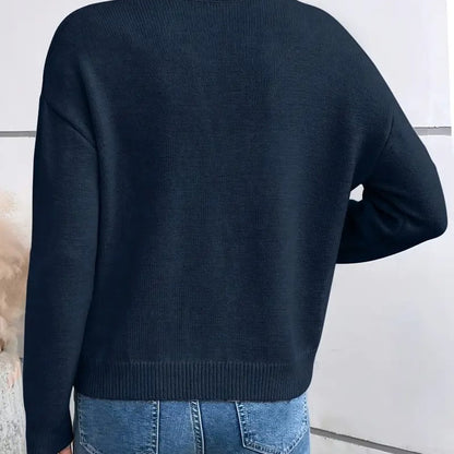 Lace-Trim V-Neck Elegance Sweater