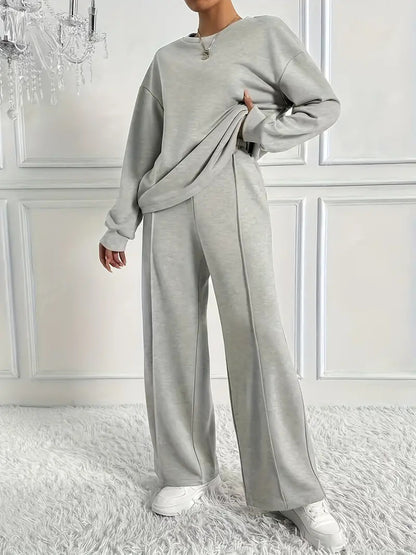 Round Neck Long Sleeve Trousers Set