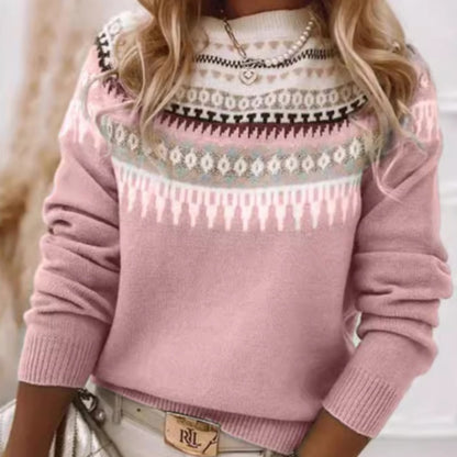 Round Neck Multicolor Knit Pullover