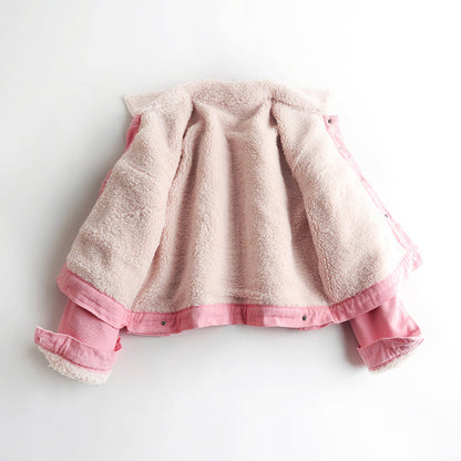 Thick Fleece-Lined Lamb Wool Denim Jacket