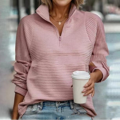 Cozy Ribbed Knit Half-Zip Pullover